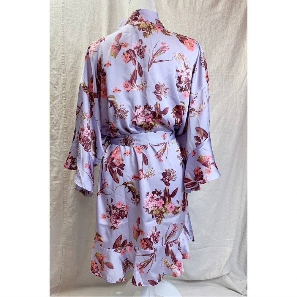 Victoria’s Secret Floral Ruffle Shortie Robe NWT